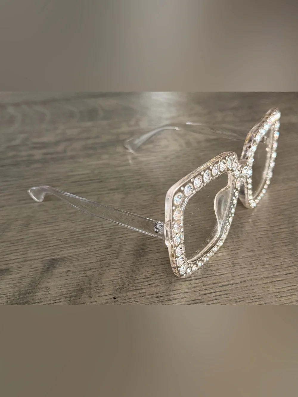 Clear Rhinestone-Embellished Fashion Glasses